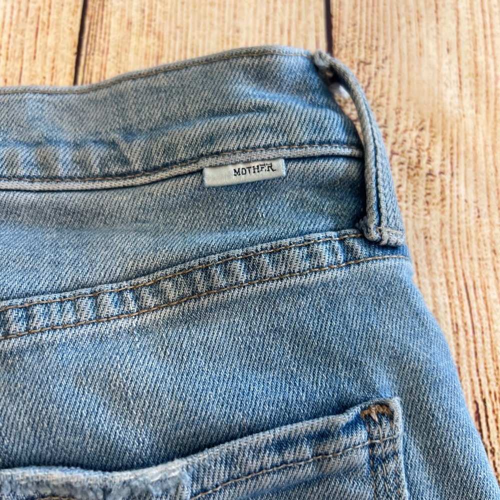 Mother The Tripper Flood Fray Jeans Look Ma No Hands Light Wash 27 High Rise - Picture 10 of 12